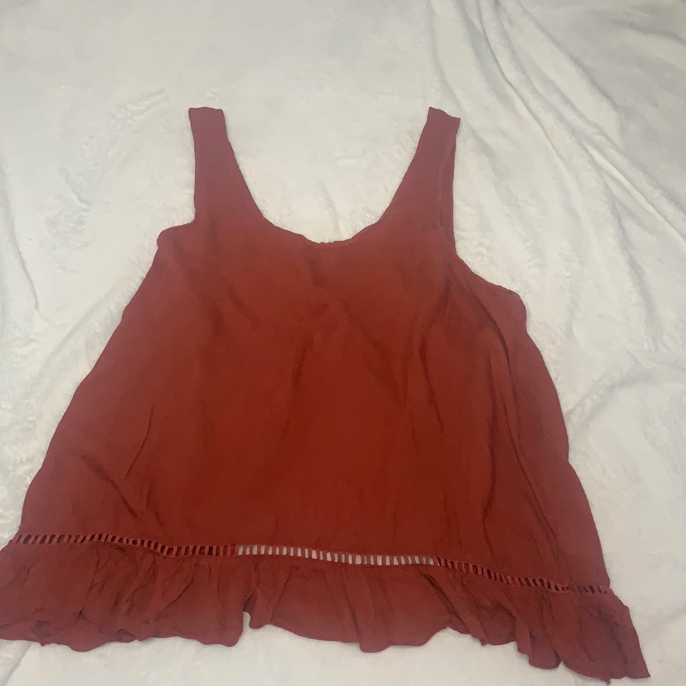 burnt orange high low tank top